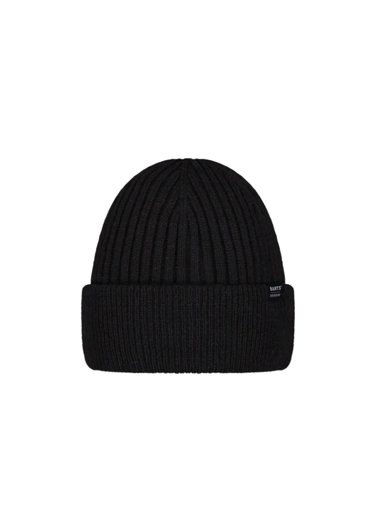 Barts 2160 011 Nieck Beanie zwarte gebreide heren muts met fleece headband Black