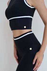 Contrast Leggings Black Sapphire x White dames sportlegging met shape control
