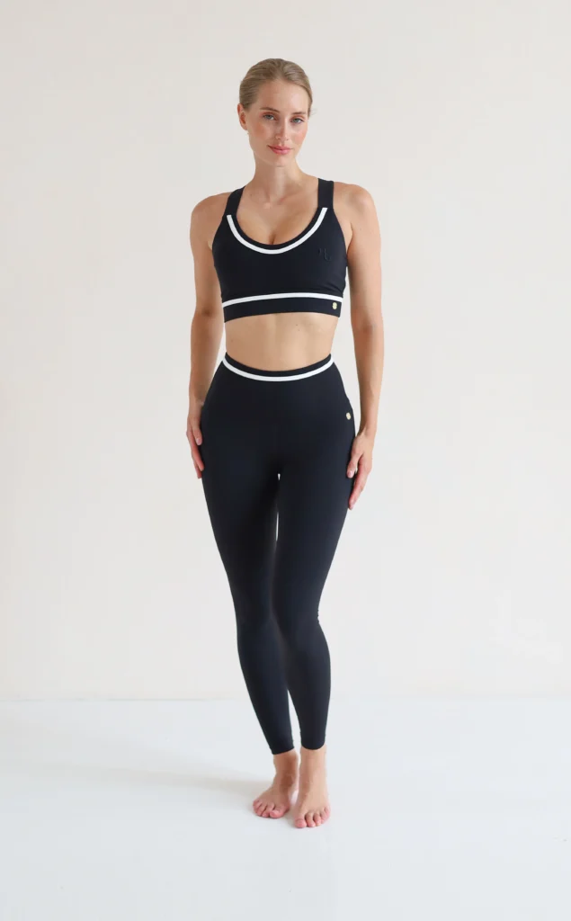 Contrast Leggings Black Sapphire x White dames sportlegging met shape control