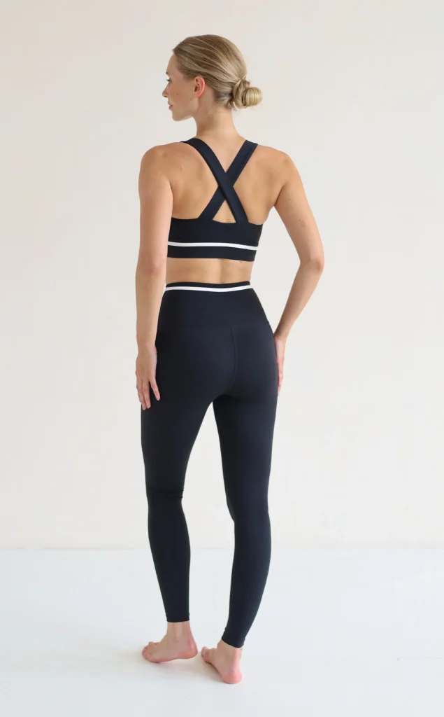 Contrast Leggings Black Sapphire x White dames sportlegging met shape control