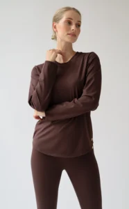 House of Gravity Active Long Sleeve Cacao Brown HG-209-2604-4201 soepele dames longsleeve sporttop