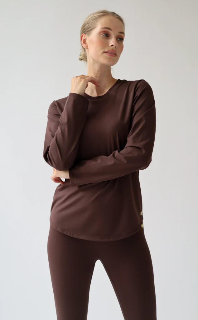 House of Gravity Active Long Sleeve Cacao Brown HG-209-2604-4201 soepele dames longsleeve sporttop