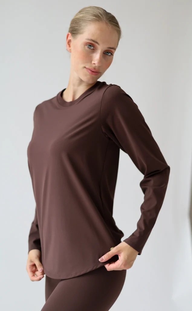 House of Gravity Active Long Sleeve Cacao Brown HG-209-2604-4201 soepele dames longsleeve sporttop