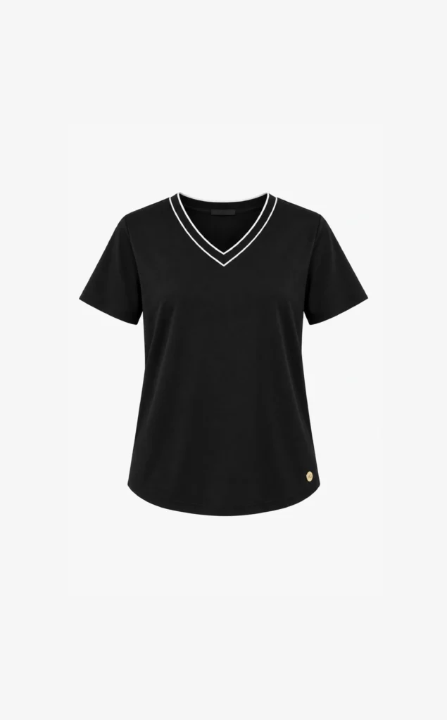 House of Gravity Active V-Tee HG-2604-1020 Black x White relaxt dames sport t-shirt met v-hals