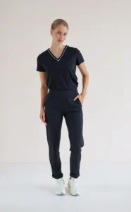 House of Gravity Active V-Tee HG-2604-1020 Black x White relaxt dames sport t-shirt met v-hals