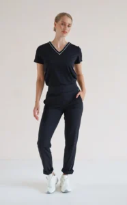 House of Gravity Active V-Tee HG-2604-1020 Black x White relaxt dames sport t-shirt met v-hals