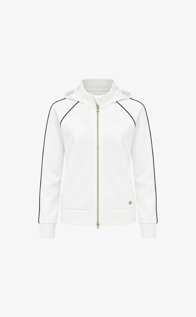 House of Gravity Cardigan Off-white Marble HG-718-2604-2100 luxe dames vest met capuchon en rits