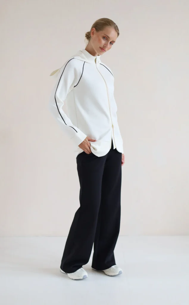 House of Gravity Cardigan Off-white Marble HG-718-2604-2100 luxe dames vest met capuchon en rits