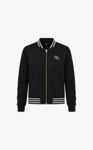 House of Gravity Active Bomber Jacket HG-706-2604-1022 Black x White Stripe zwart dames bomber jack met wit gestreepte bies