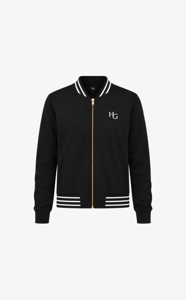 House of Gravity Active Bomber Jacket HG-706-2604-1022 Black x White Stripe zwart dames bomber jack met wit gestreepte bies