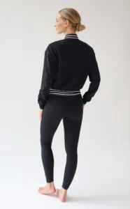 House of Gravity Active Bomber Jacket HG-706-2604-1022 Black x White Stripe zwart dames bomber jack met wit gestreepte bies