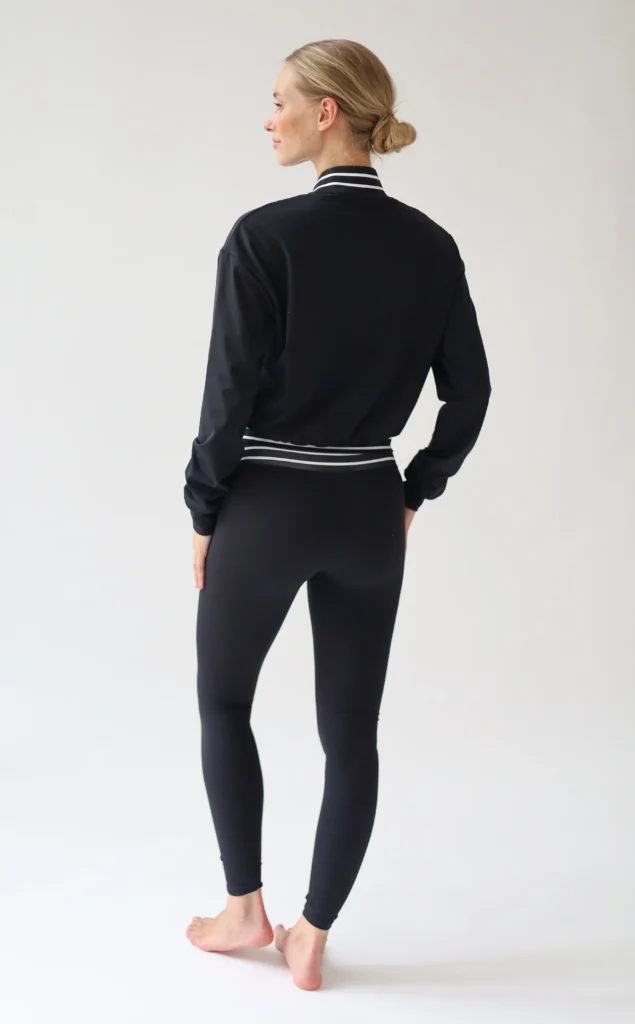 House of Gravity Active Bomber Jacket HG-706-2604-1022 Black x White Stripe zwart dames bomber jack met wit gestreepte bies