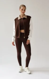 House of Gravity Tailored Bomber Jacket HG-736-2604-4224 Brown White Sand gestreept dames bomberjack