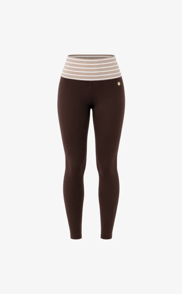 House of Gravity Signature Leggings HG-512-2604-4242 Brown Sand White gestreepte dames sportlegging