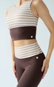 House of Gravity Signature Leggings HG-512-2604-4242 Brown Sand White gestreepte dames sportlegging