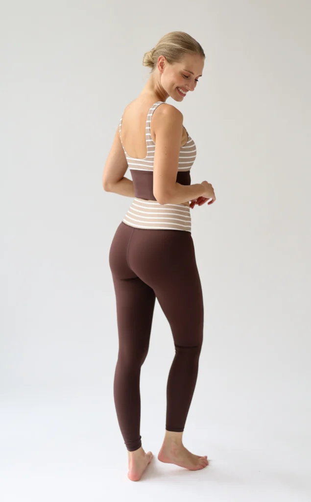 House of Gravity Signature Leggings HG-512-2604-4242 Brown Sand White gestreepte dames sportlegging