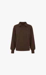 House of Gravity Sweater Cacao Brown HG-726-2604-4201 dames trui met poofmouwen en afneembare kraag