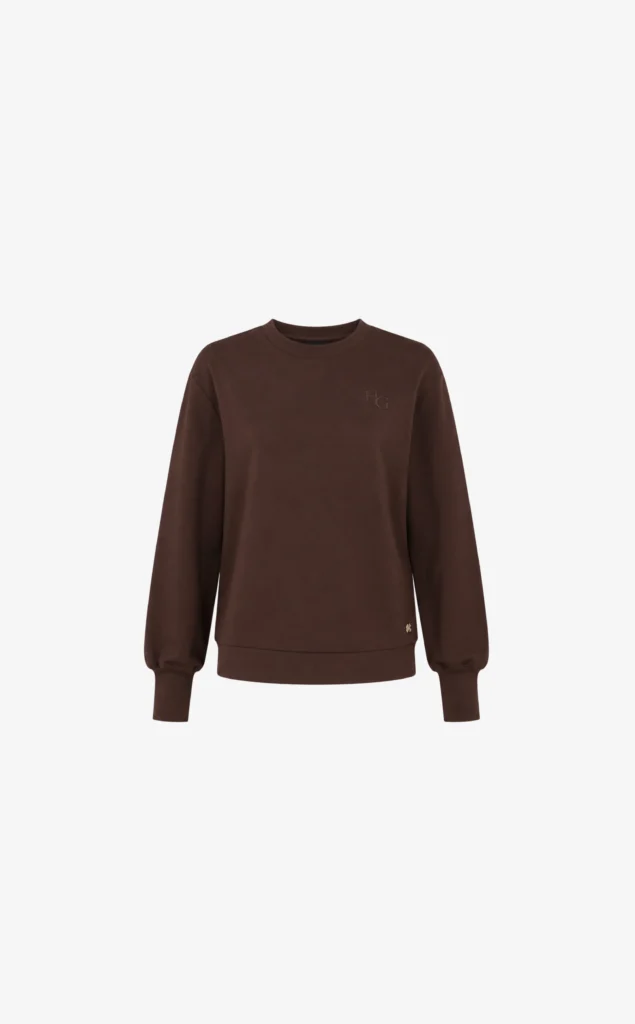 House of Gravity Sweater Cacao Brown HG-726-2604-4201 dames trui met poofmouwen en afneembare kraag
