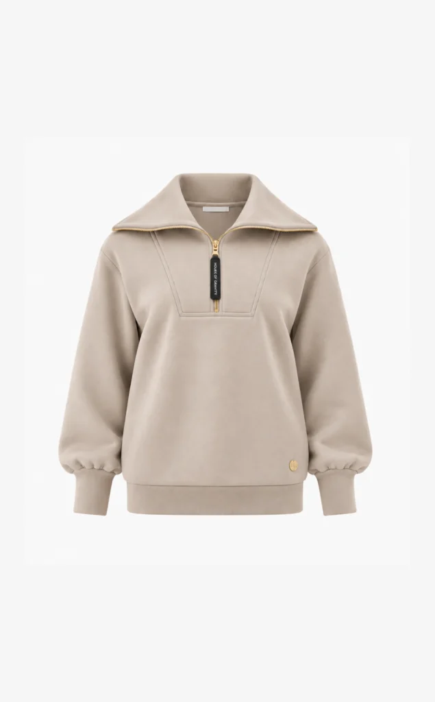 House of Gravity Turtleneck Zip Sweater HG-701-2604-4100 Sand Stone beige dames trui met rits en col