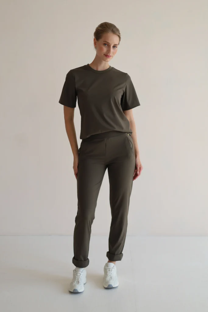 House of Gravity Active Basic Tee HG-400-2604-5030 Olivine Green olijfgroen dames sportshirt