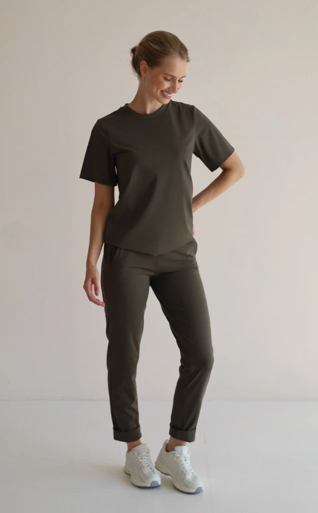 House of Gravity Active Basic Tee HG-400-2604-5030 Olivine Green olijfgroen dames sportshirt