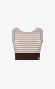 House of Gravity Divine Crop Top HG-114-2604-4242 Brown Sand White dames crop top met ingebouwde bh