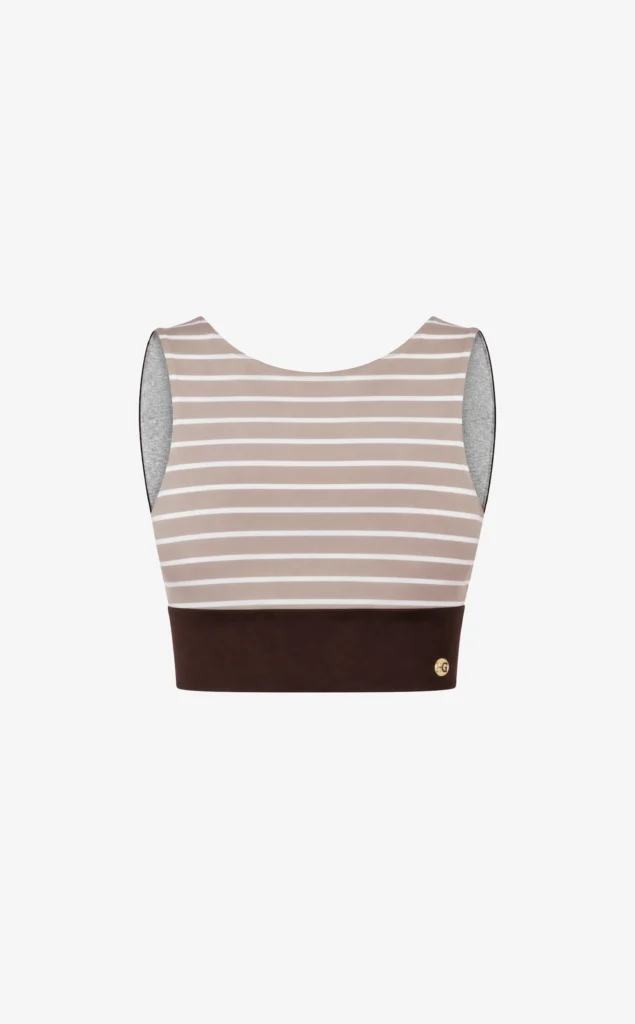 House of Gravity Divine Crop Top HG-114-2604-4242 Brown Sand White dames crop top met ingebouwde bh