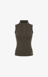 House of Gravity Active Zipper Tank Top HG-315-2604-5030 Olivine Green olijfgroene dames tanktop met rits en ingebouwde bh