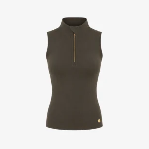 House of Gravity Active Zipper Tank Top HG-315-2604-5030 Olivine Green olijfgroene dames tanktop met rits en ingebouwde bh