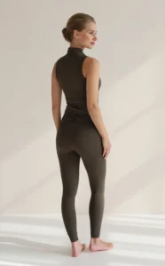 House of Gravity Active Zipper Tank Top HG-315-2604-5030 Olivine Green olijfgroene dames tanktop met rits en ingebouwde bh