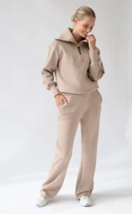 House of Gravity Wide Leg Trousers HG-616-2604-4100 Sand Stone beige damesbroek met wijde pijpen