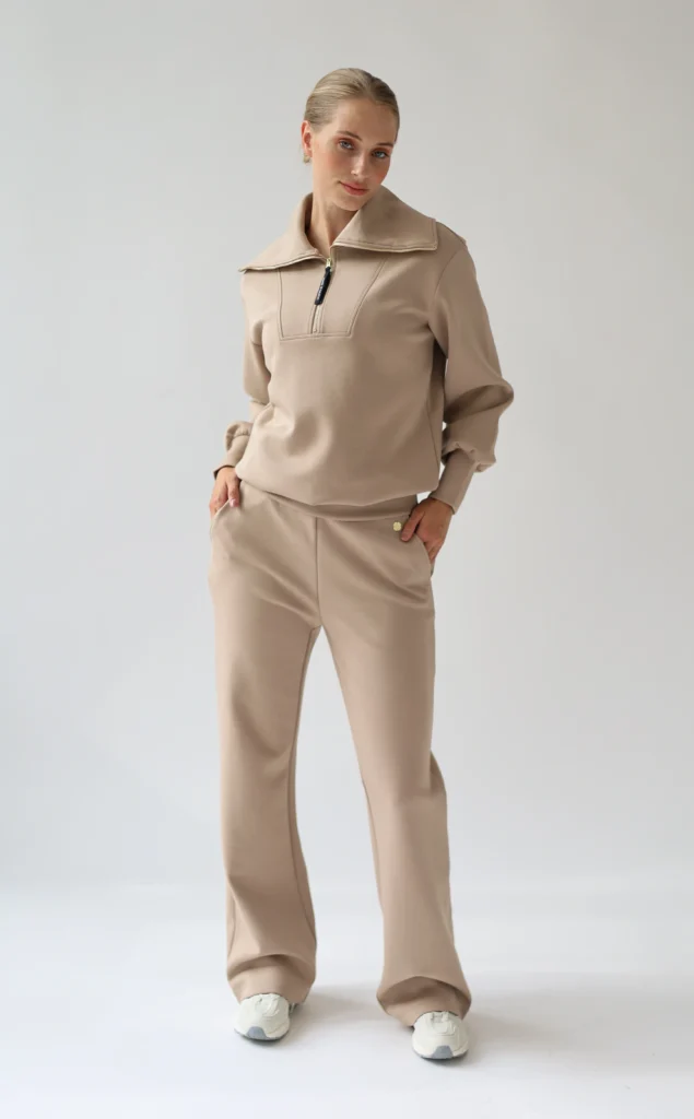 House of Gravity Wide Leg Trousers HG-616-2604-4100 Sand Stone beige damesbroek met wijde pijpen