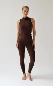 House of Gravity Turtle Zipper Tank Top HG-314-2604-4201 Cacao Brown bruine dames tanktop met hoge hals en rits