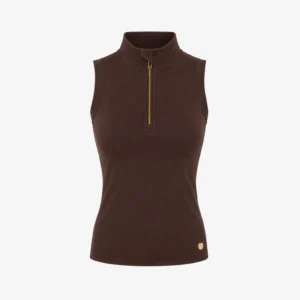 House of Gravity Turtle Zipper Tank Top HG-314-2604-4201 Cacao Brown bruine dames tanktop met hoge hals en rits
