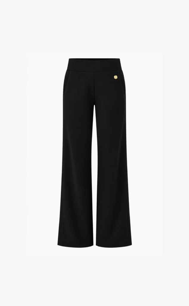 House of Gravity Wide Leg Trouser HG-616-2604-1000 Black Sapphire soepelvallende wijde damesbroek