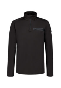 Luhta Kodannotko 232561677L-990 zwarte heren ski-pully met opstaande kraag en rits