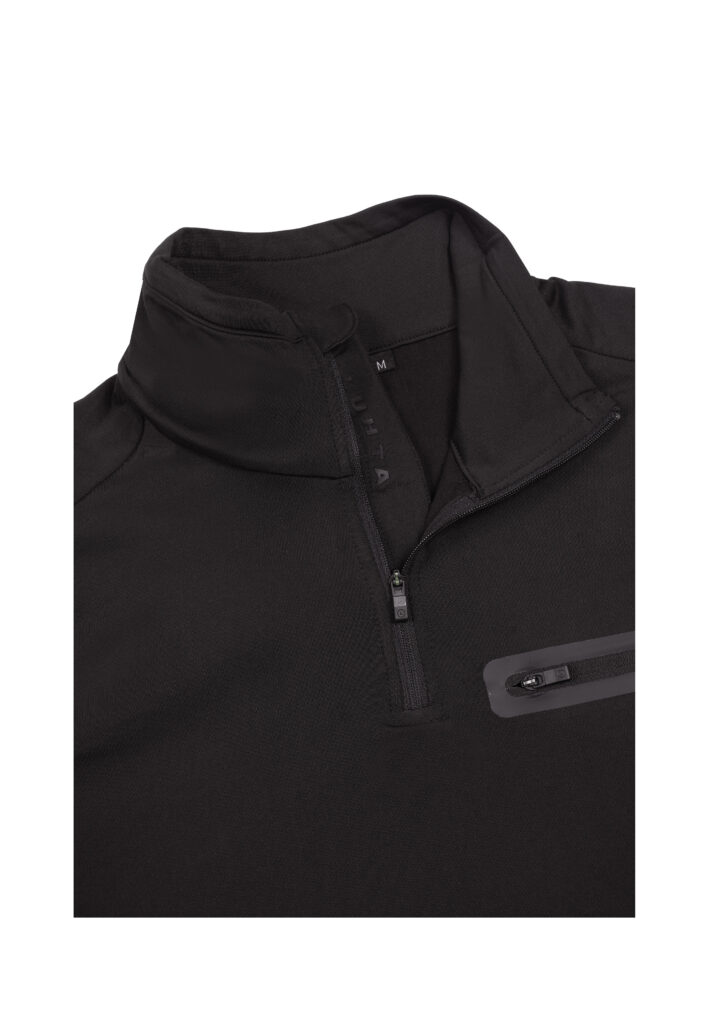 Luhta Kodannotko 232561677L-990 zwarte heren ski-pully met opstaande kraag en rits