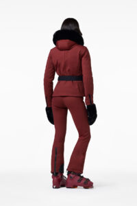 Goldbergh Hida Ski Jacket Faux Border GB01617264-4748 Vino Rosso bordeauxrode dames skijas met riem en imitatiebontkraag