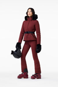 Goldbergh Hida Ski Jacket Faux Border GB01617264-4748 Vino Rosso bordeauxrode dames skijas met riem en imitatiebontkraag