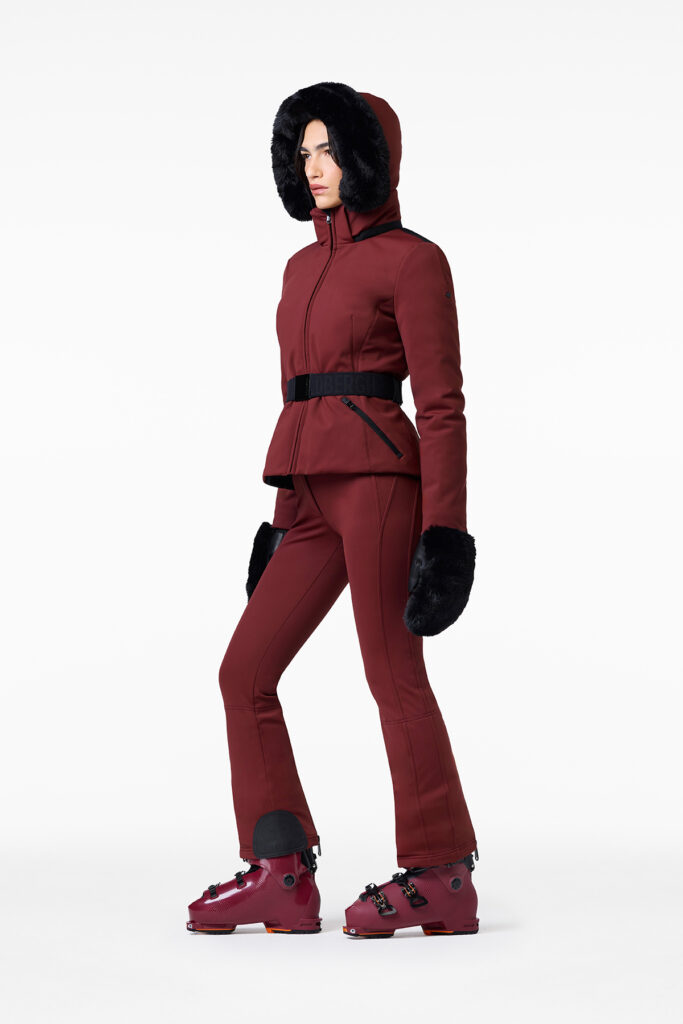 Goldbergh Hida Ski Jacket Faux Border GB01617264-4748 Vino Rosso bordeauxrode dames skijas met riem en imitatiebontkraag