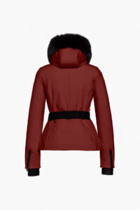 Goldbergh Hida Ski Jacket Faux Border GB01617264-4748 Vino Rosso bordeauxrode dames skijas met riem en imitatiebontkraag