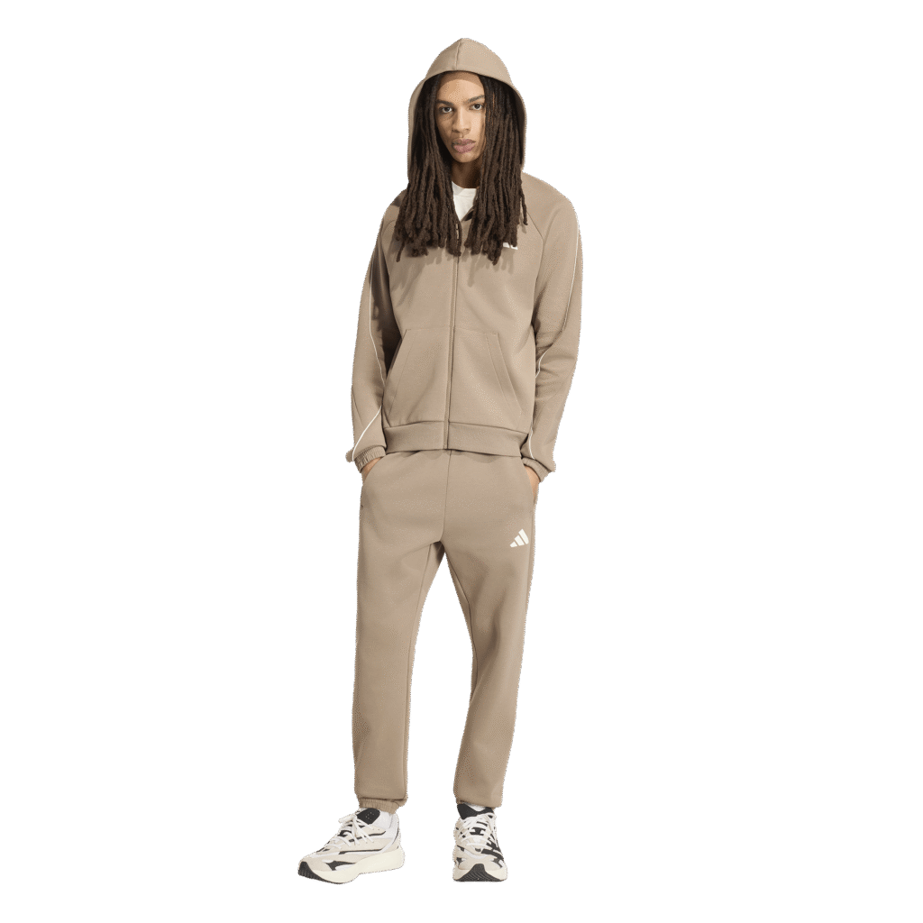 adidas M Sta sl pt KY6985 khasix khaki heren trainingsbroek met ivoren strepen