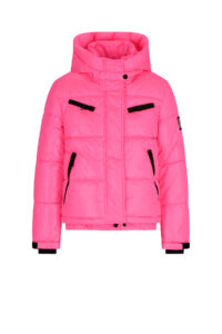 Superrebel SPICY Girls Metallic Hooded Ski Jacket R609-5214 212 fluo pink meiden skijas opvallend roze