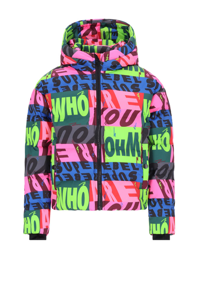 Superrebel BELLA Girls plain coat with glued lines R-609-5216 213 WHO AOP meiden winterjas print
