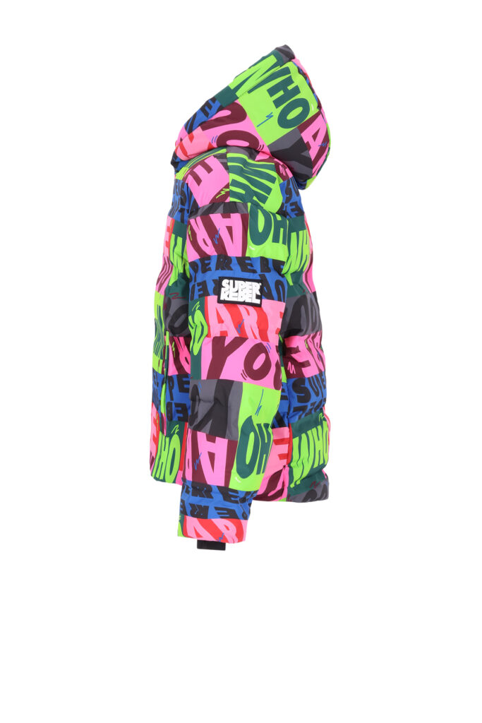 Superrebel BELLA Girls plain coat with glued lines R-609-5216 213 WHO AOP meiden winterjas print