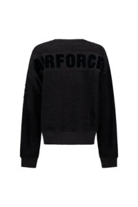 Airforce Terry Sweater Black SPFRW0152-901 zwarte dames trui met elastische boorden en zachte pasvorm