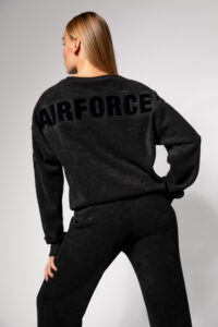 Airforce Terry Pants Black SPFRW0151-901 zwarte dames broek met elastische tailleband en zakken