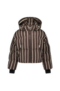 Airforce sport big pinstriped sun peaks jacket spfrw0290 650 110 dark coffee whitecap gray dames skijas bruin grijs gestreept