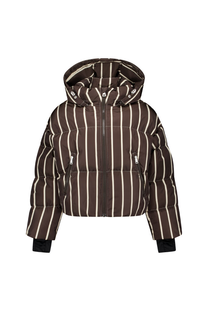 Airforce sport big pinstriped sun peaks jacket spfrw0290 650 110 dark coffee whitecap gray dames skijas bruin grijs gestreept