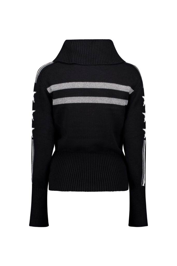 Airforce Eldora Mountain Knit SPVEW0154-901 True Black gebreide zwarte dames ski-pully met kraag en rits